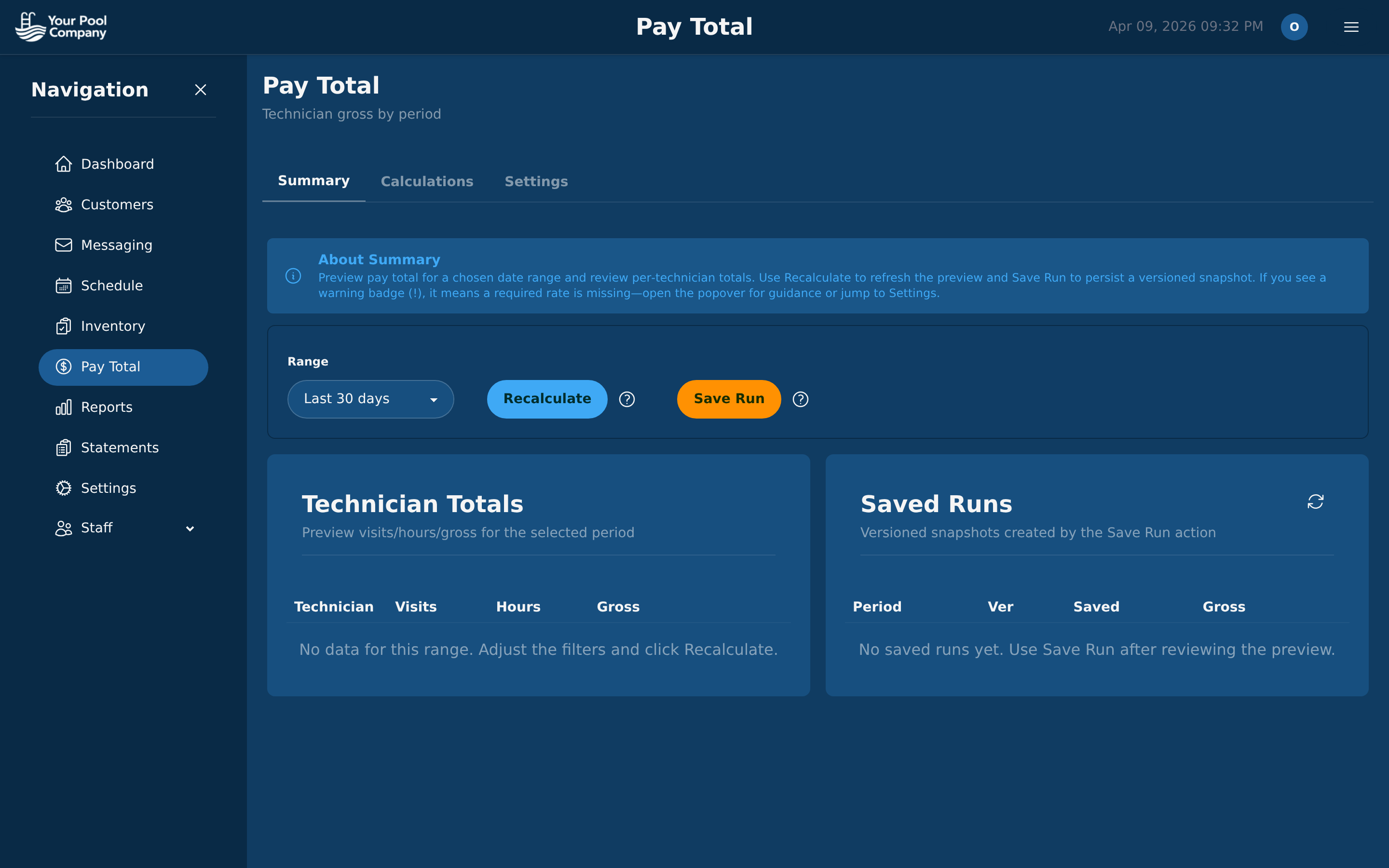 Payroll management with technician earnings