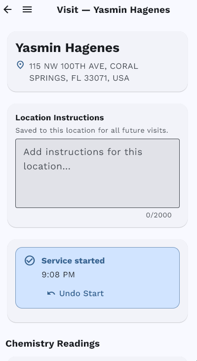 EZ Pool Biller mobile service started with time tracking