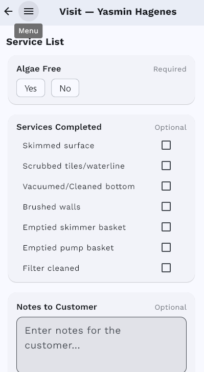 The checklist, notes and photos on one screen